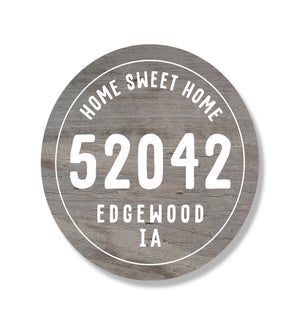 Personalized Zip City State Home Sweet Home Gray Circle